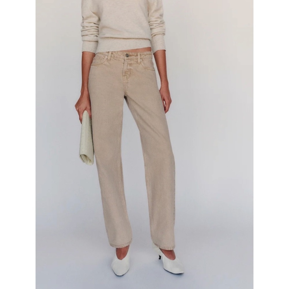 Reformation Charlee Low Rise Straight Leg Jeans Petoskey Tan Denim 30